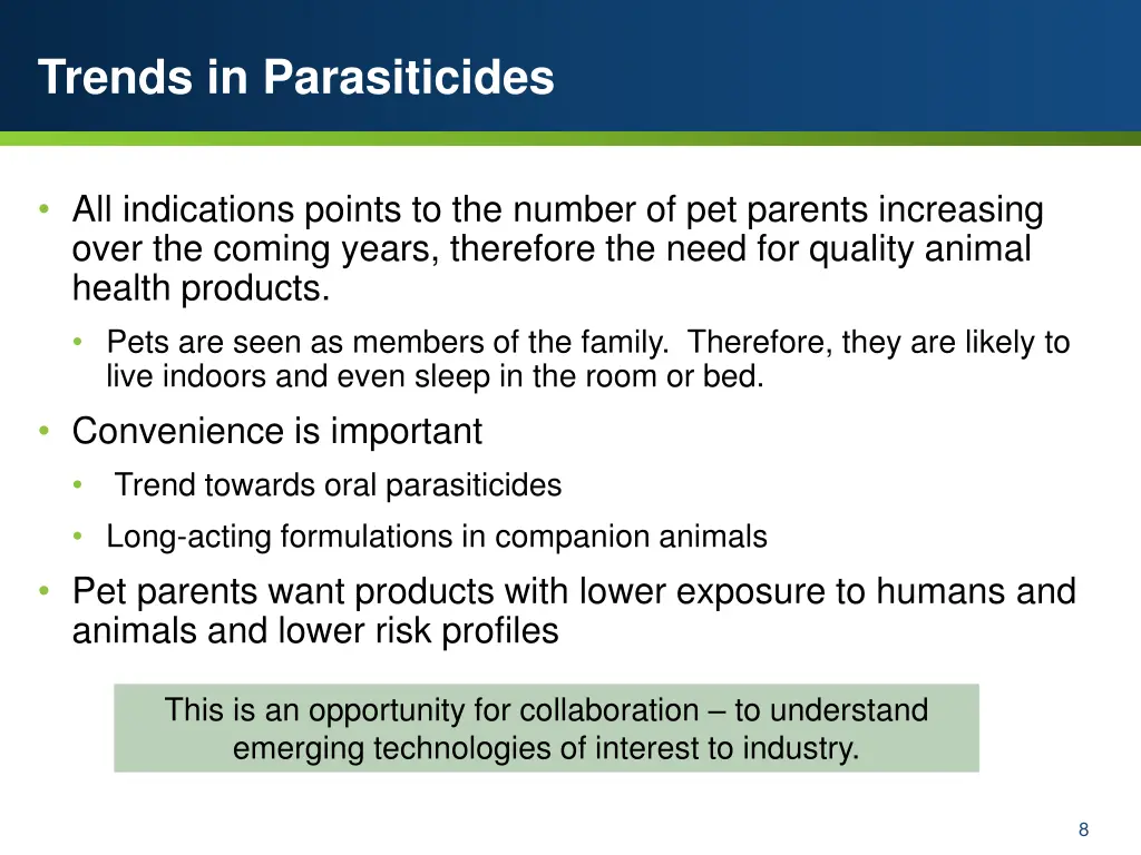 trends in parasiticides