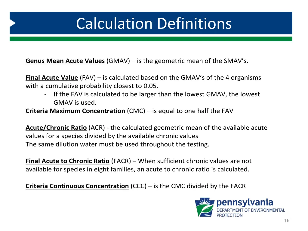 calculation definitions