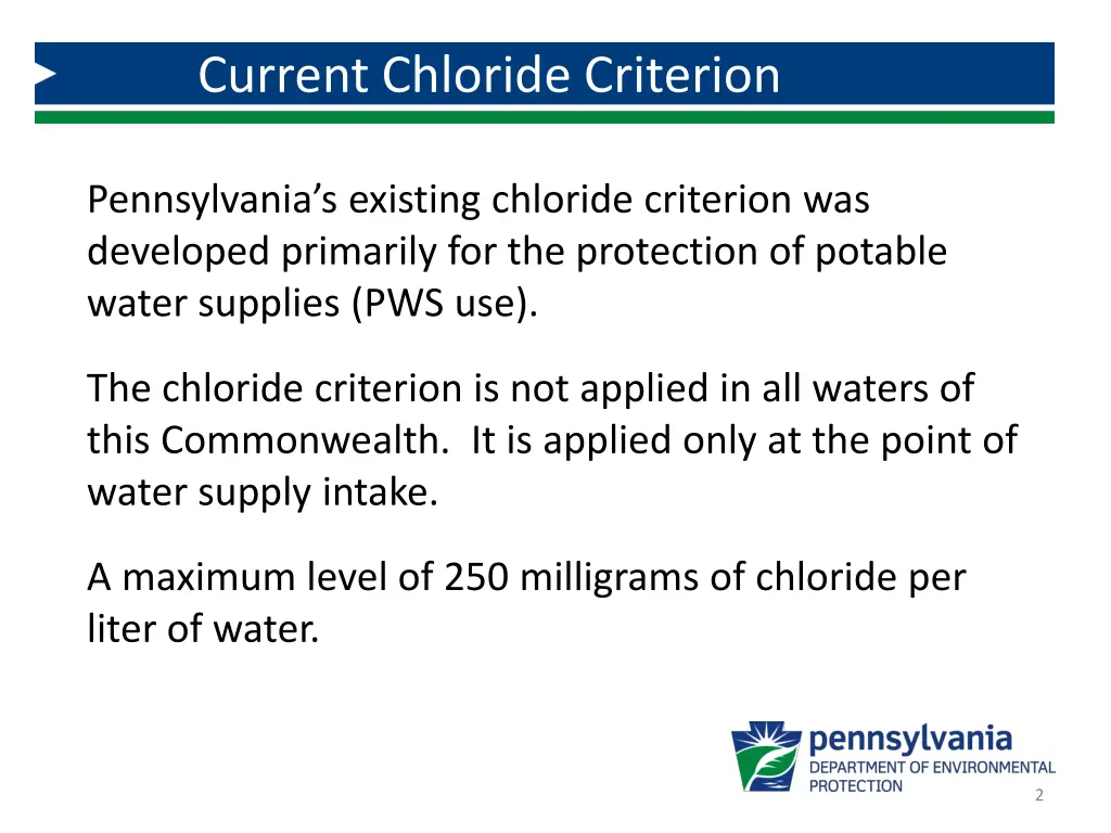 current chloride criterion