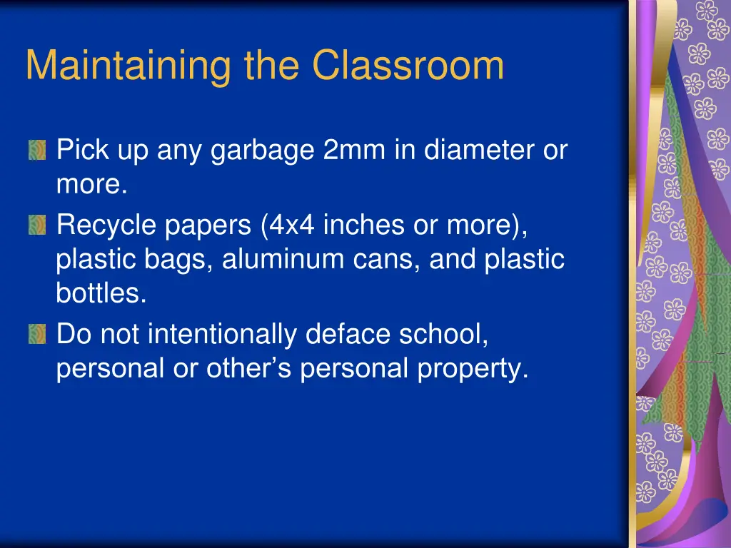 maintaining the classroom