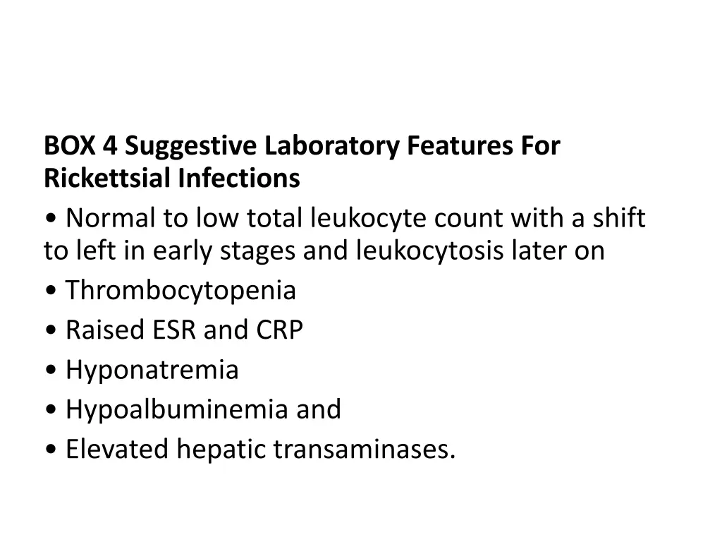 box 4 suggestive laboratory features