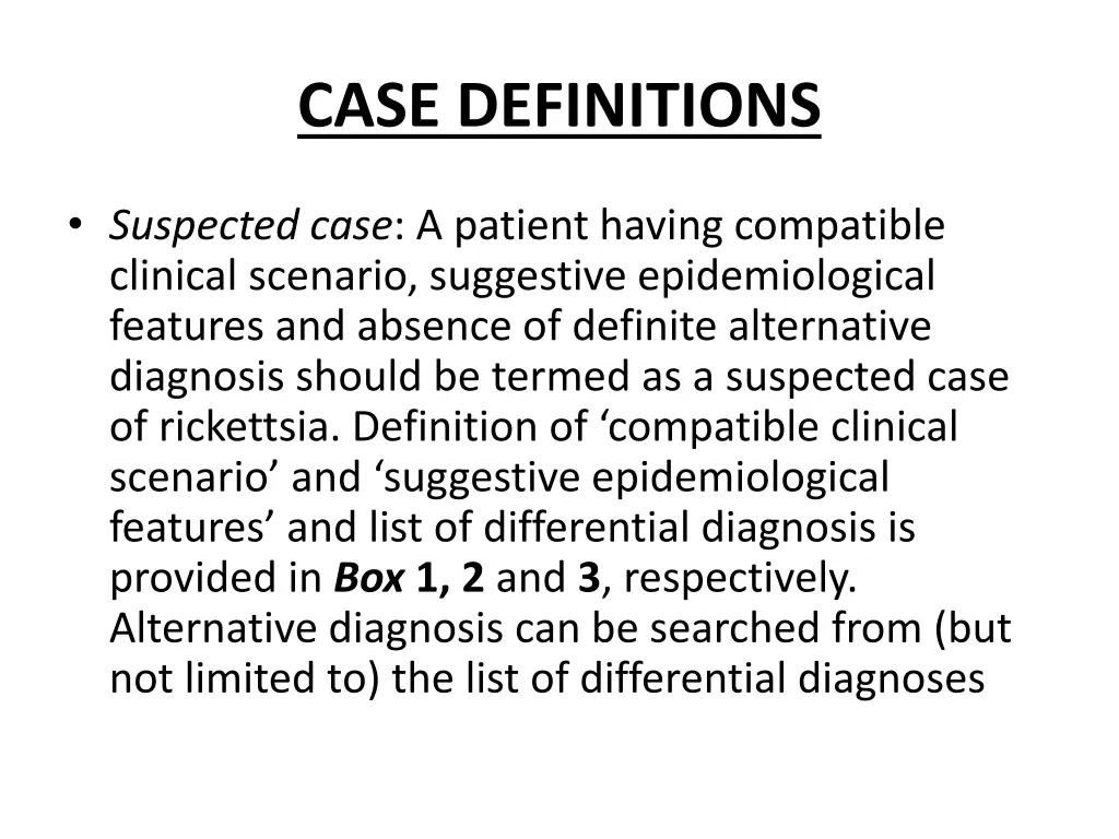 case definitions