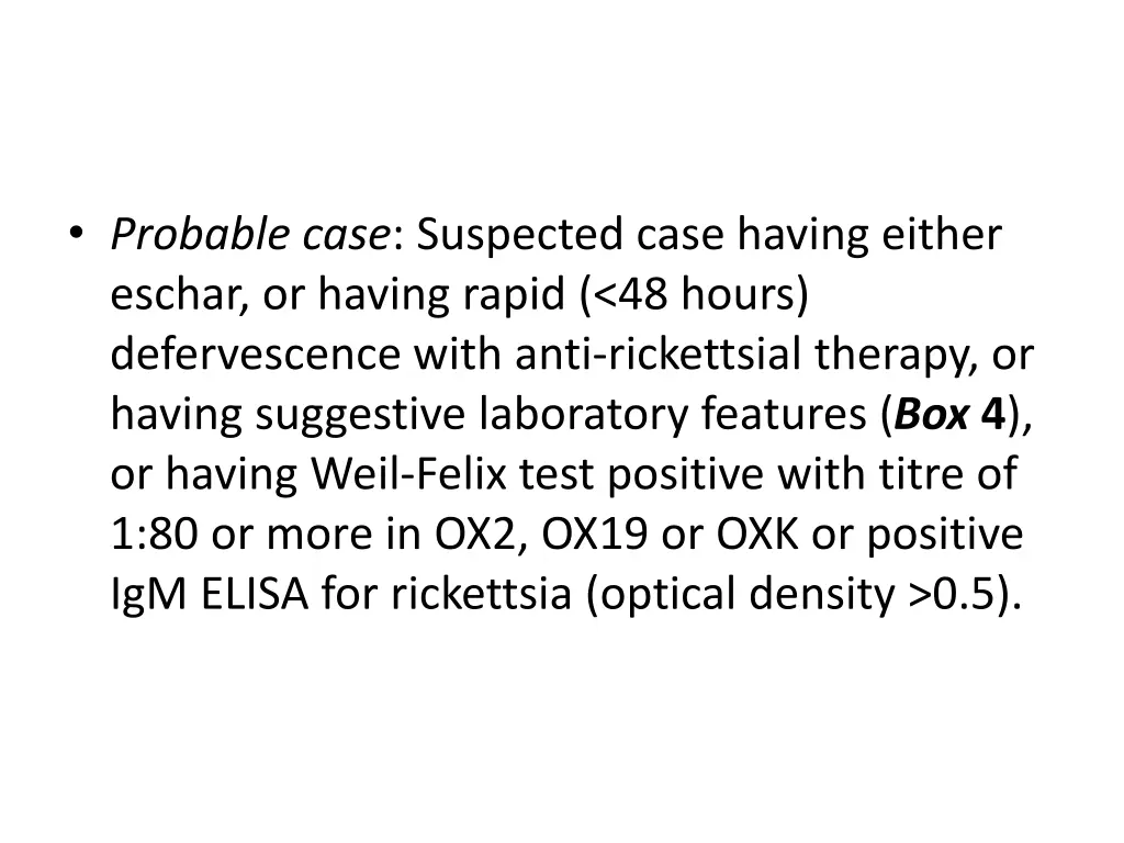 probable case suspected case having either eschar