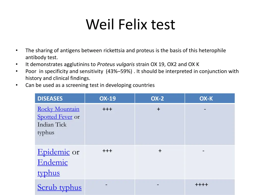 weil felix test