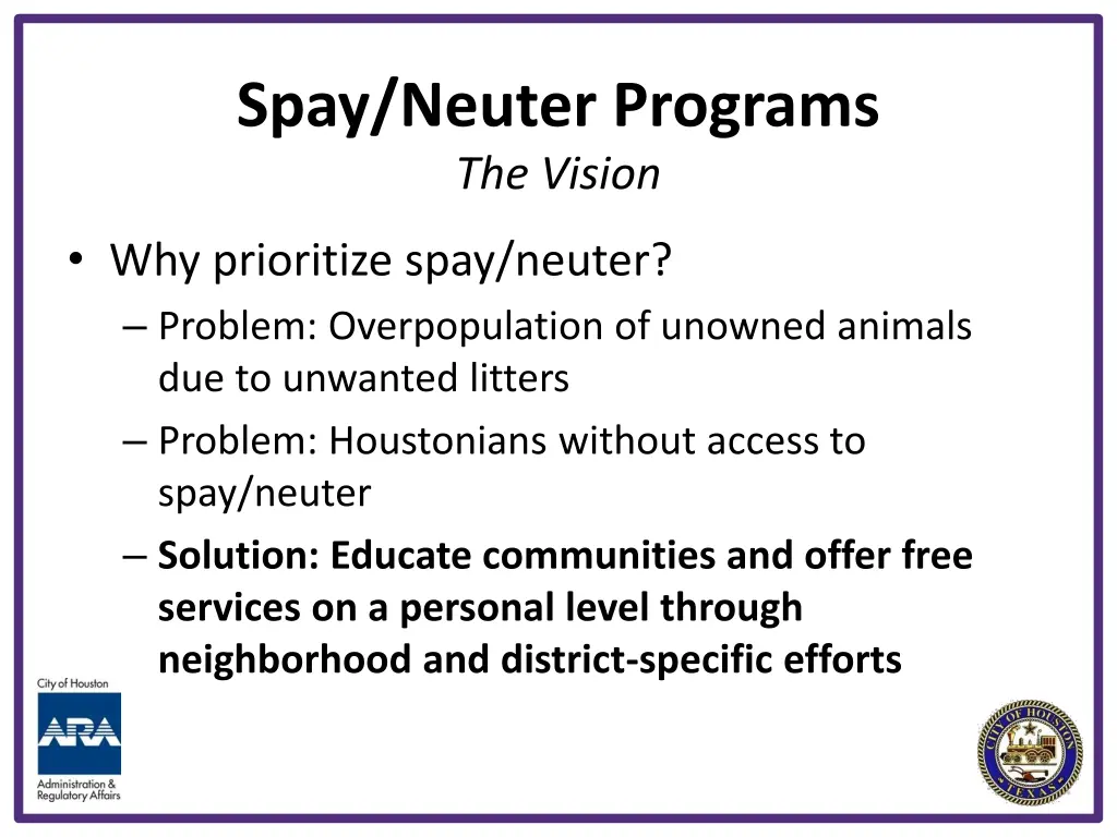 spay neuter programs the vision