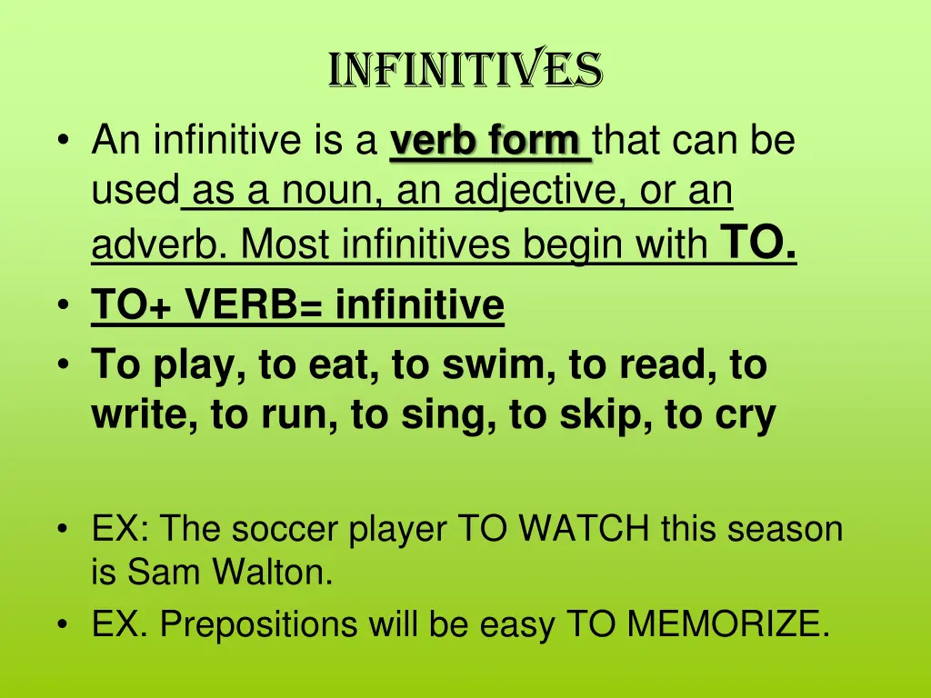 infinitives