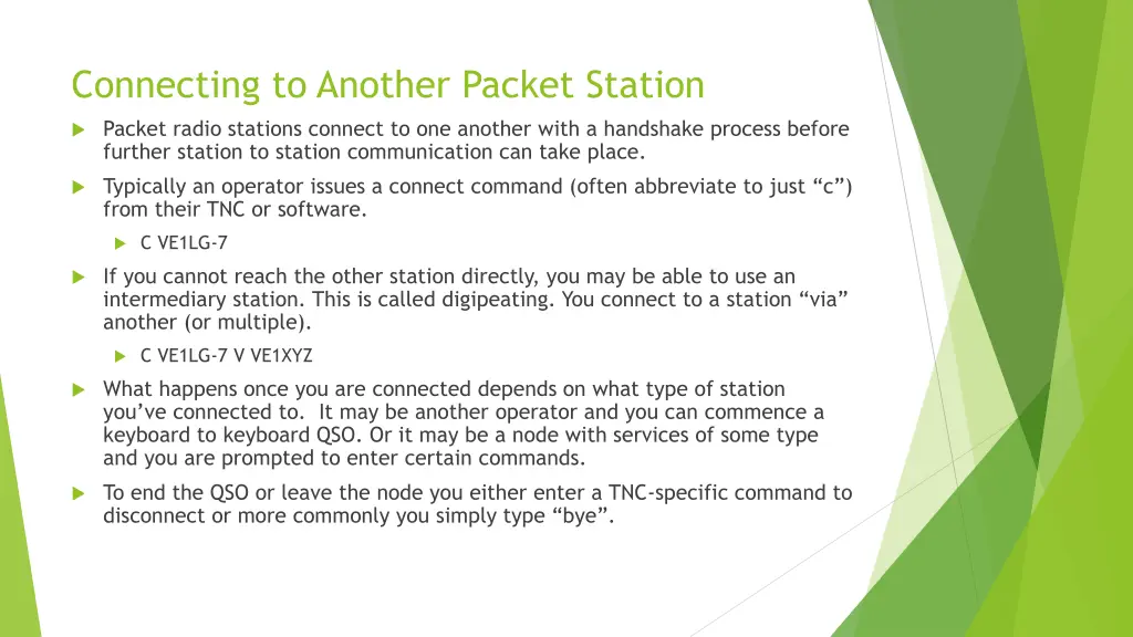 connecting to another packet station