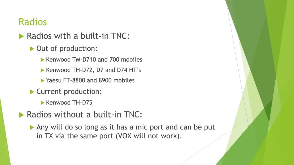 radios radios with a built in tnc