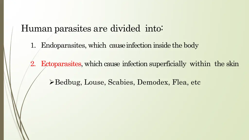 human parasites are divided into