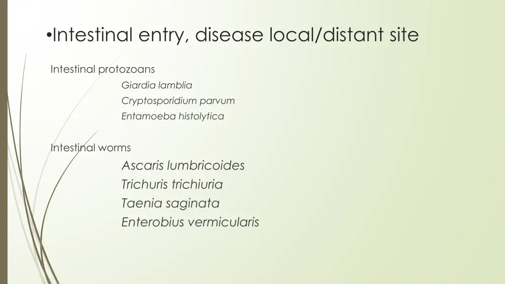 intestinal entry disease local distant site