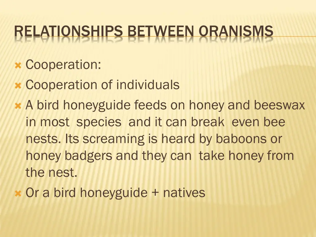 relationships between oranisms