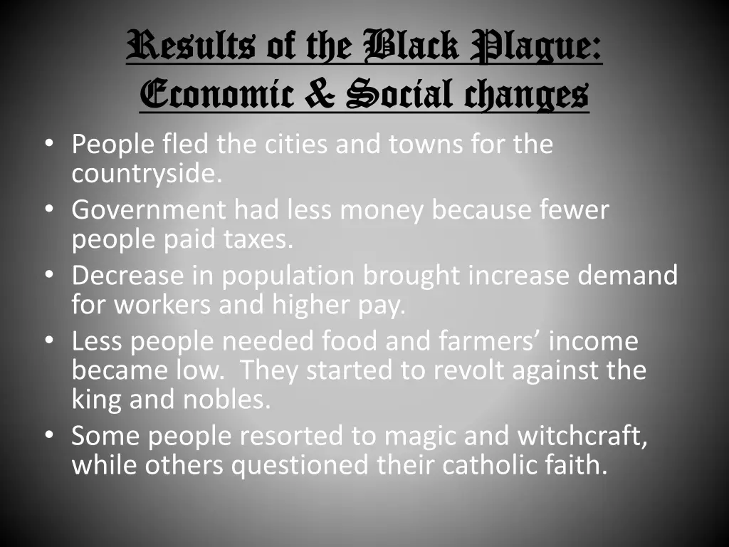 results of the black plague results of the black