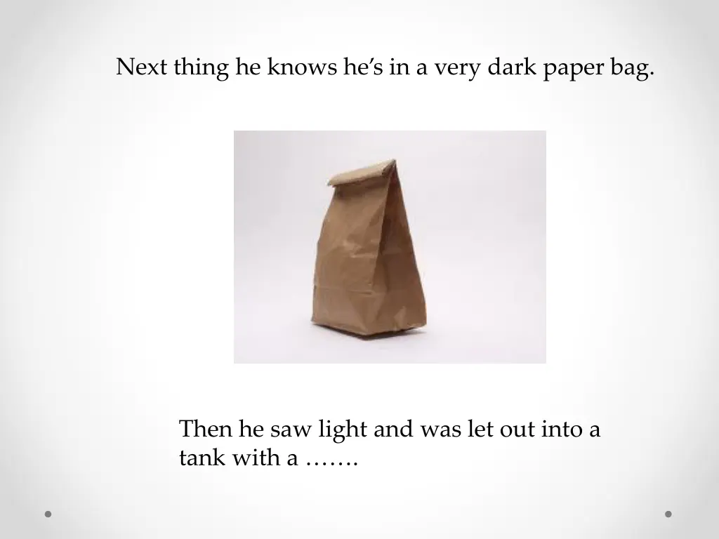 next thing he knows he s in a very dark paper bag