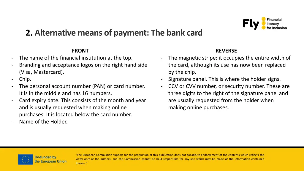 2 alternative means of payment the bank card 1