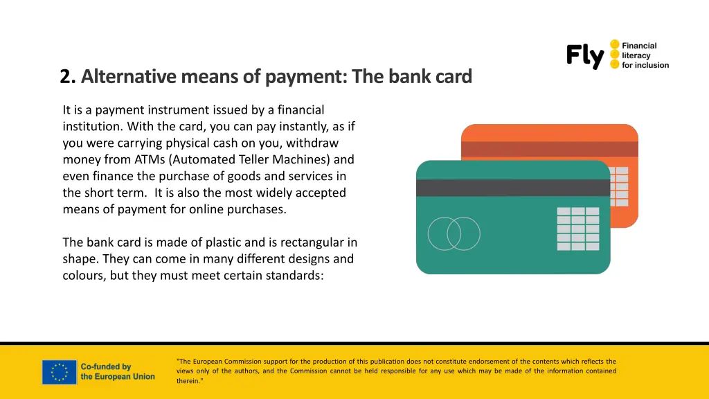 2 alternative means of payment the bank card