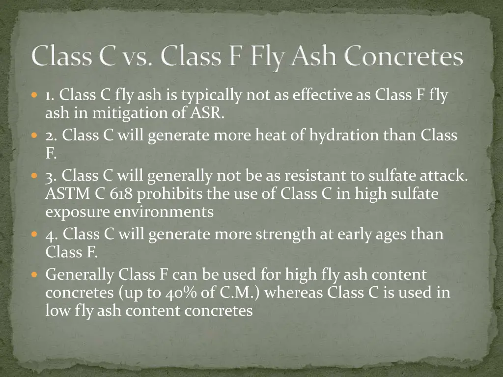 class c vs class f fly ash concretes