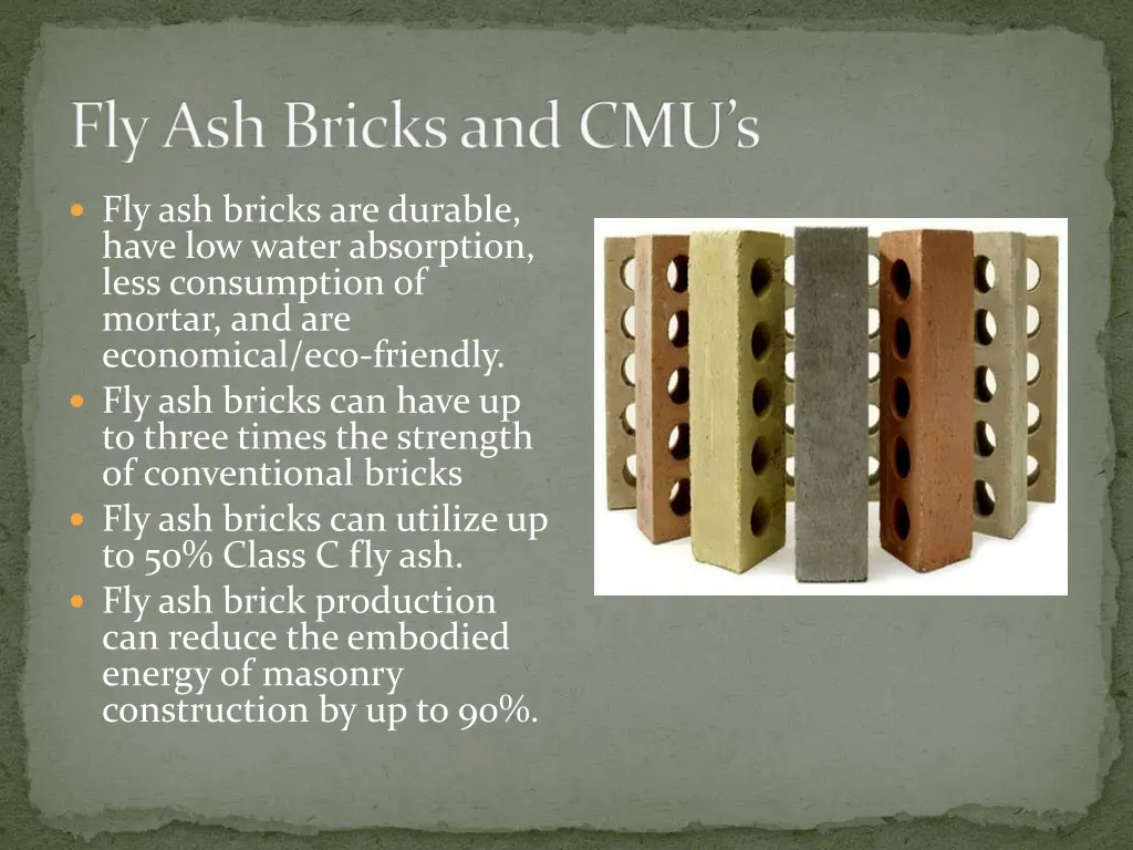 fly ash bricks and cmu s