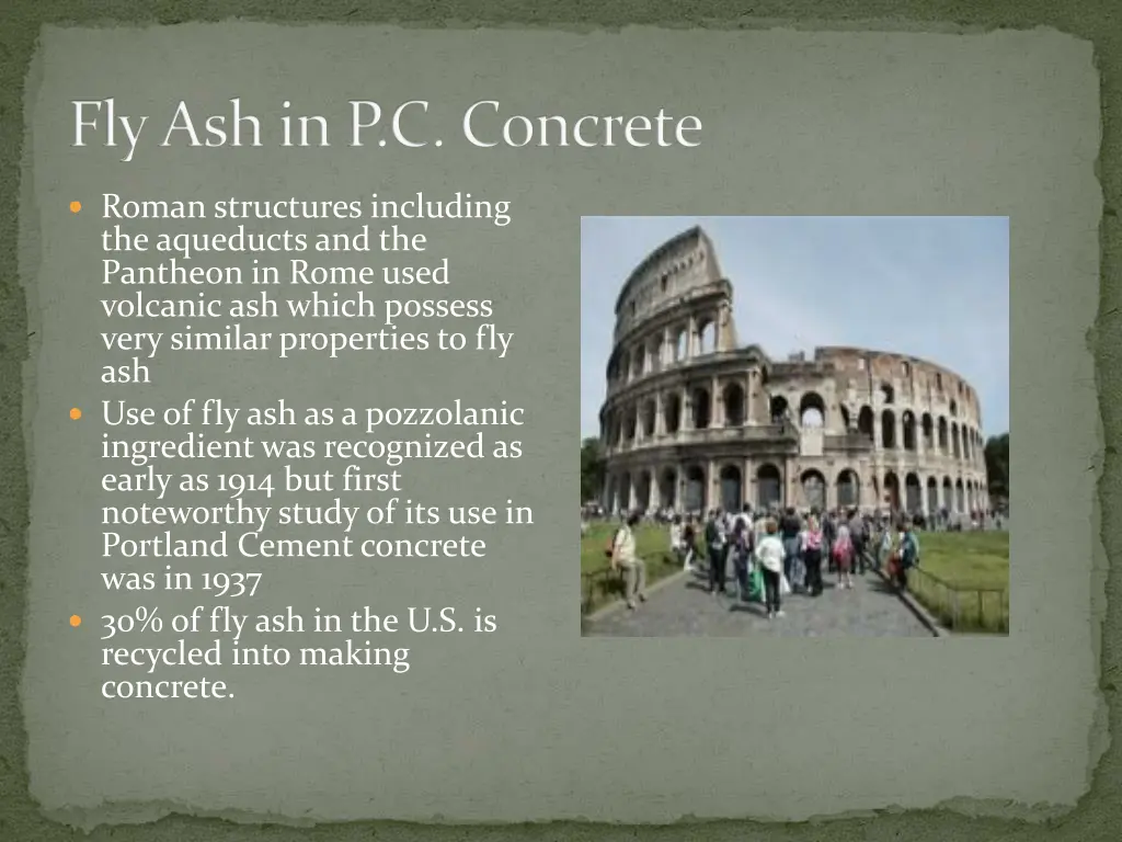 fly ash in p c concrete