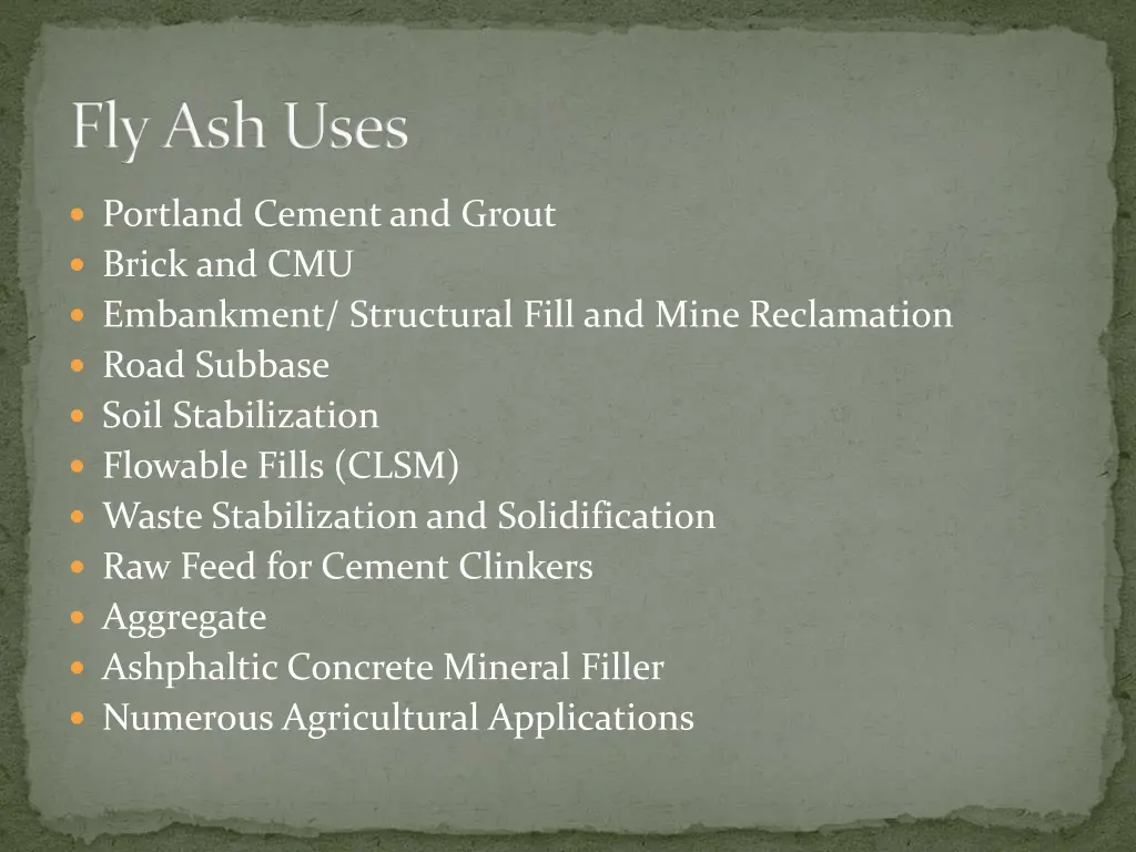 fly ash uses