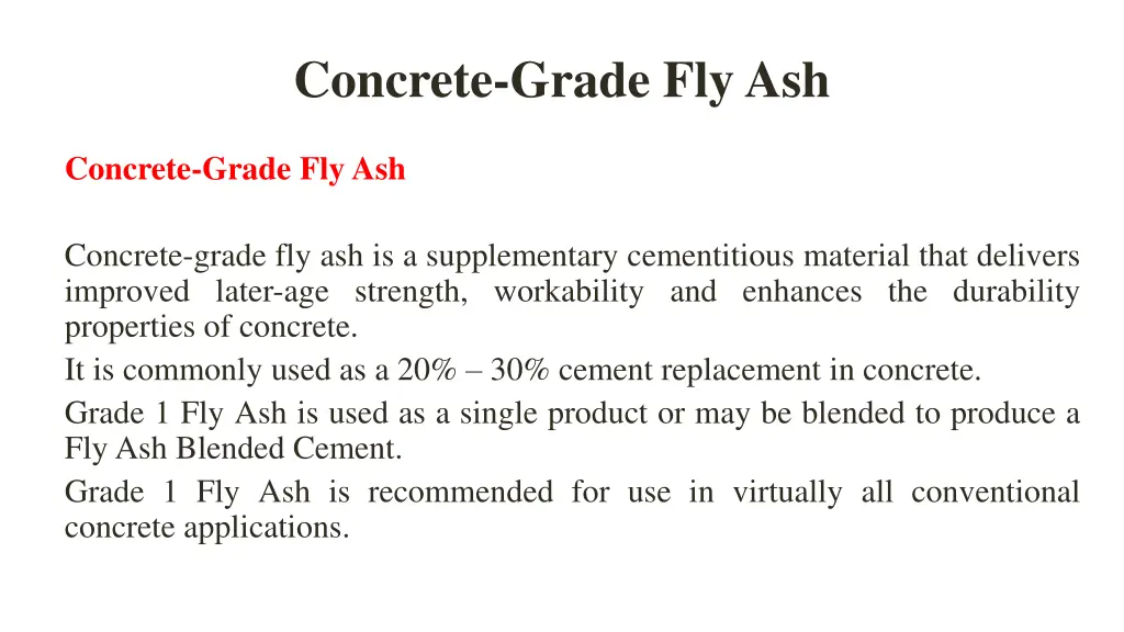 concrete grade fly ash