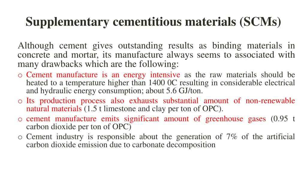 supplementary cementitious materials scms