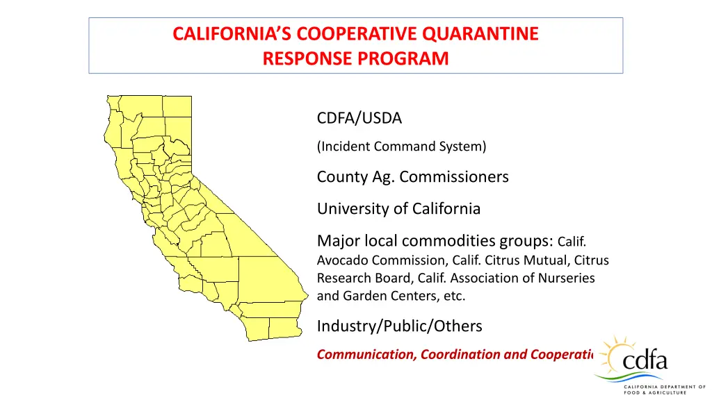 california s cooperative quarantine response