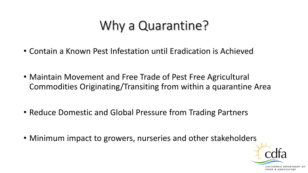 why a quarantine