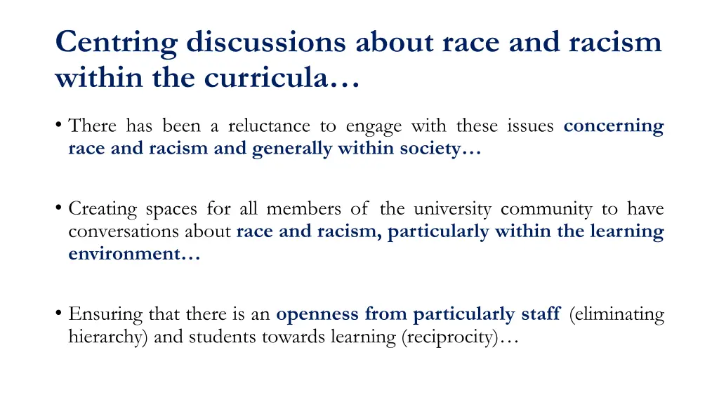 centring discussions about race and racism within