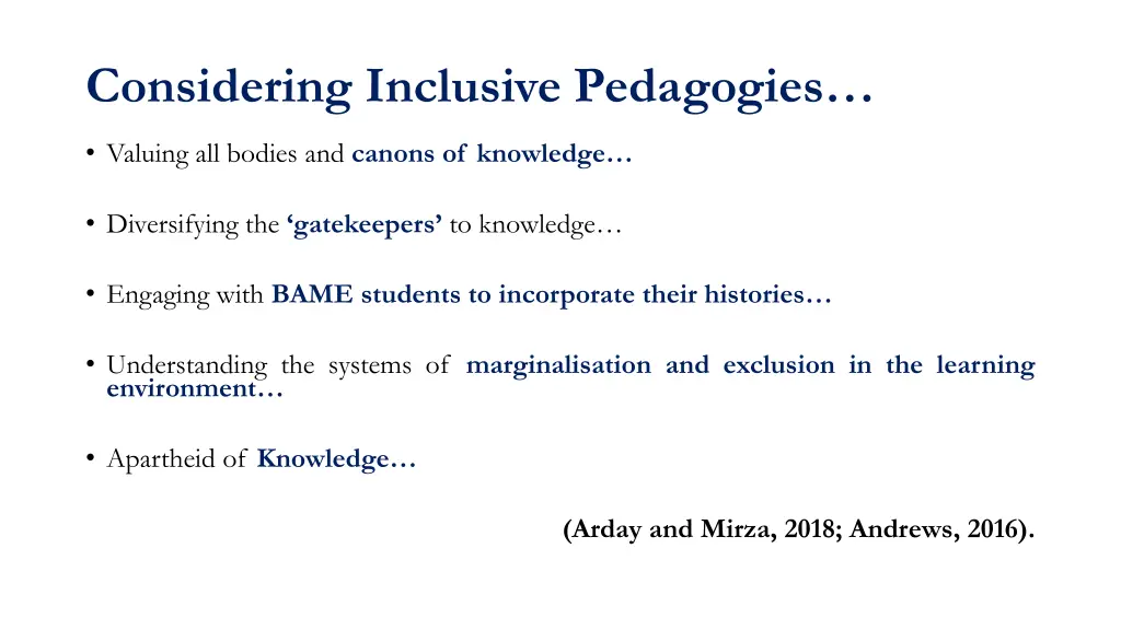 considering inclusive pedagogies