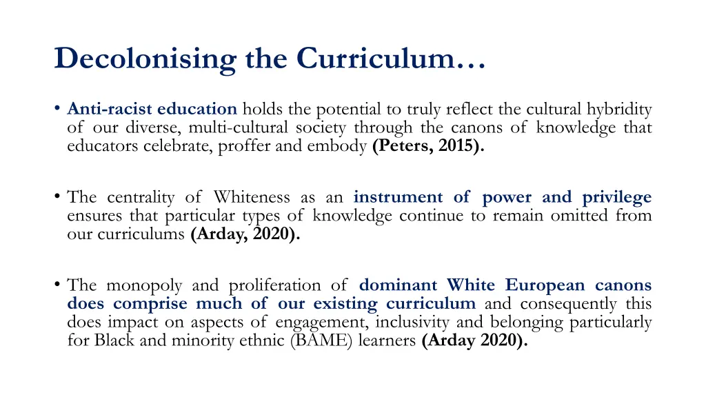 decolonising the curriculum