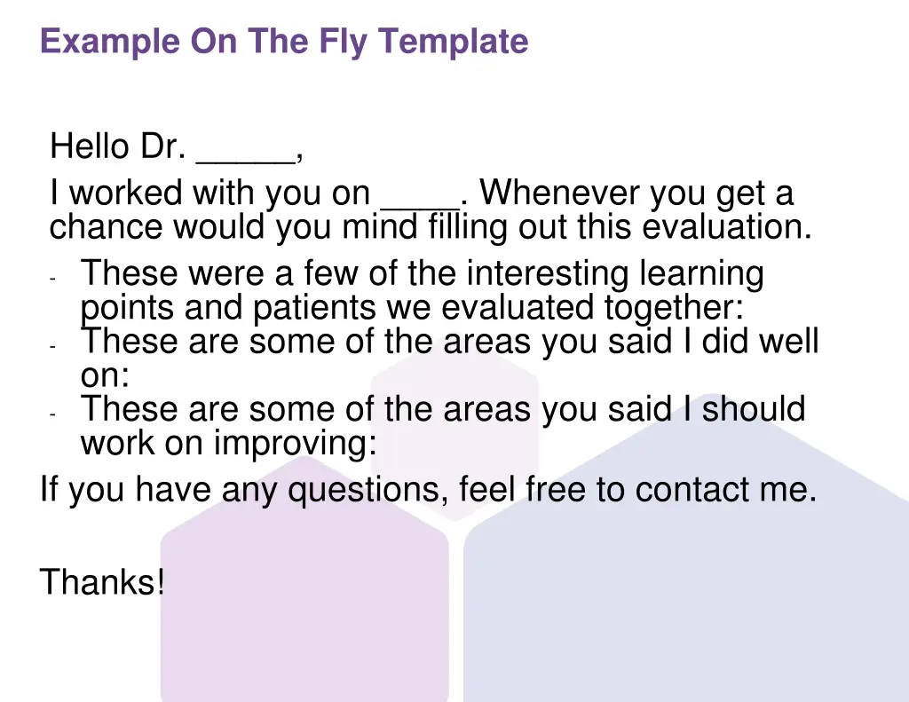 example on the fly template