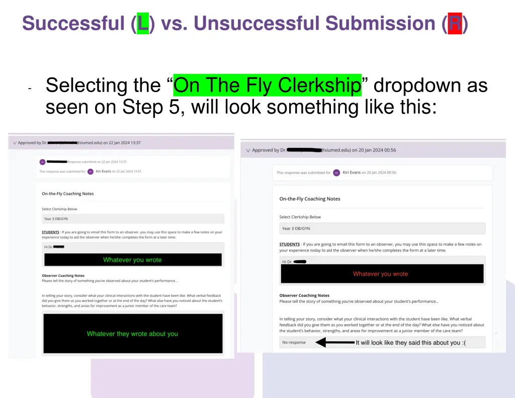 successful l vs unsuccessful submission r