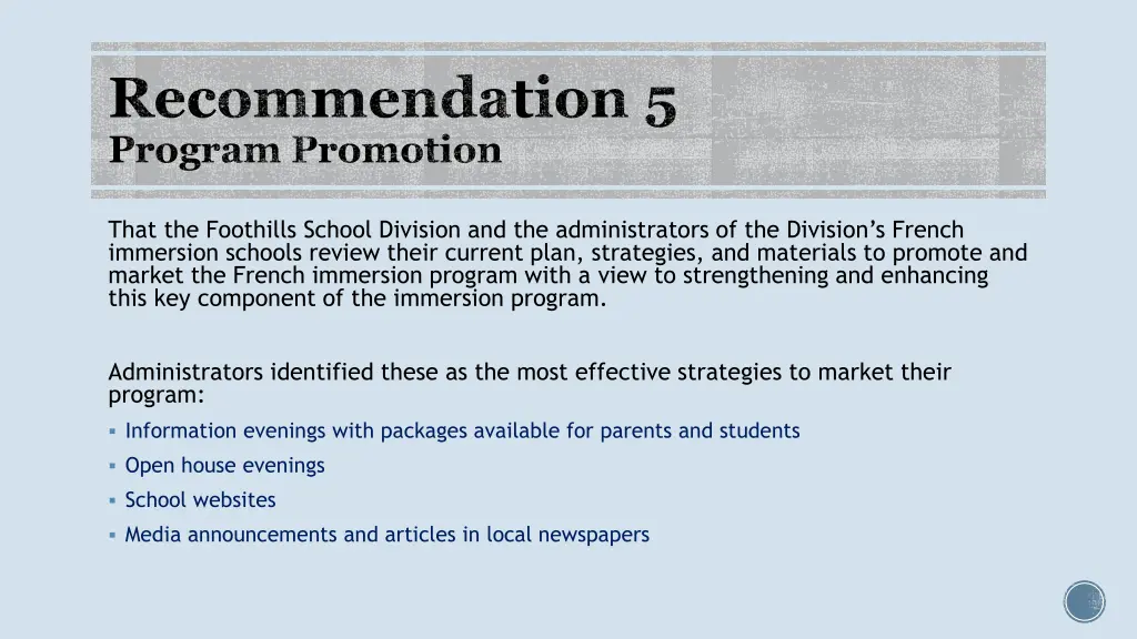 recommendation 5 program promotion