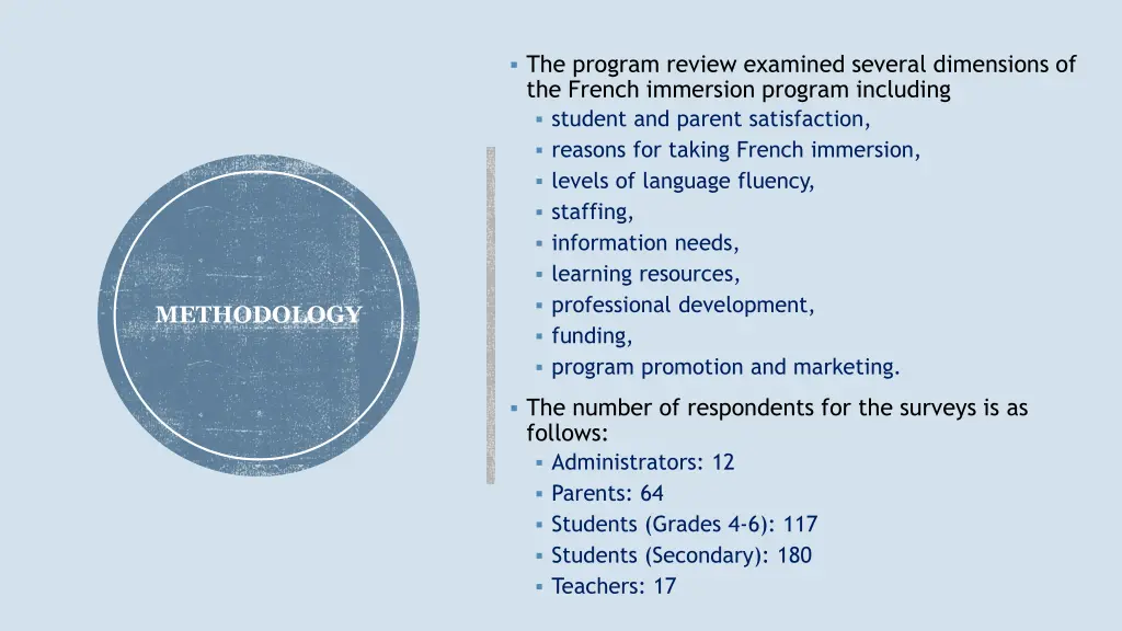 the program review examined several dimensions