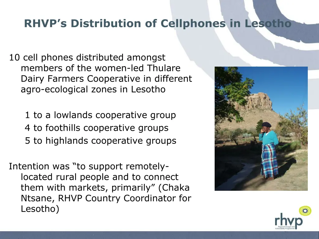 rhvp s distribution of cellphones in lesotho