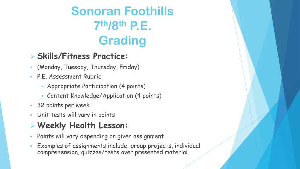 sonoran foothills 7 th 8 th p e grading skills