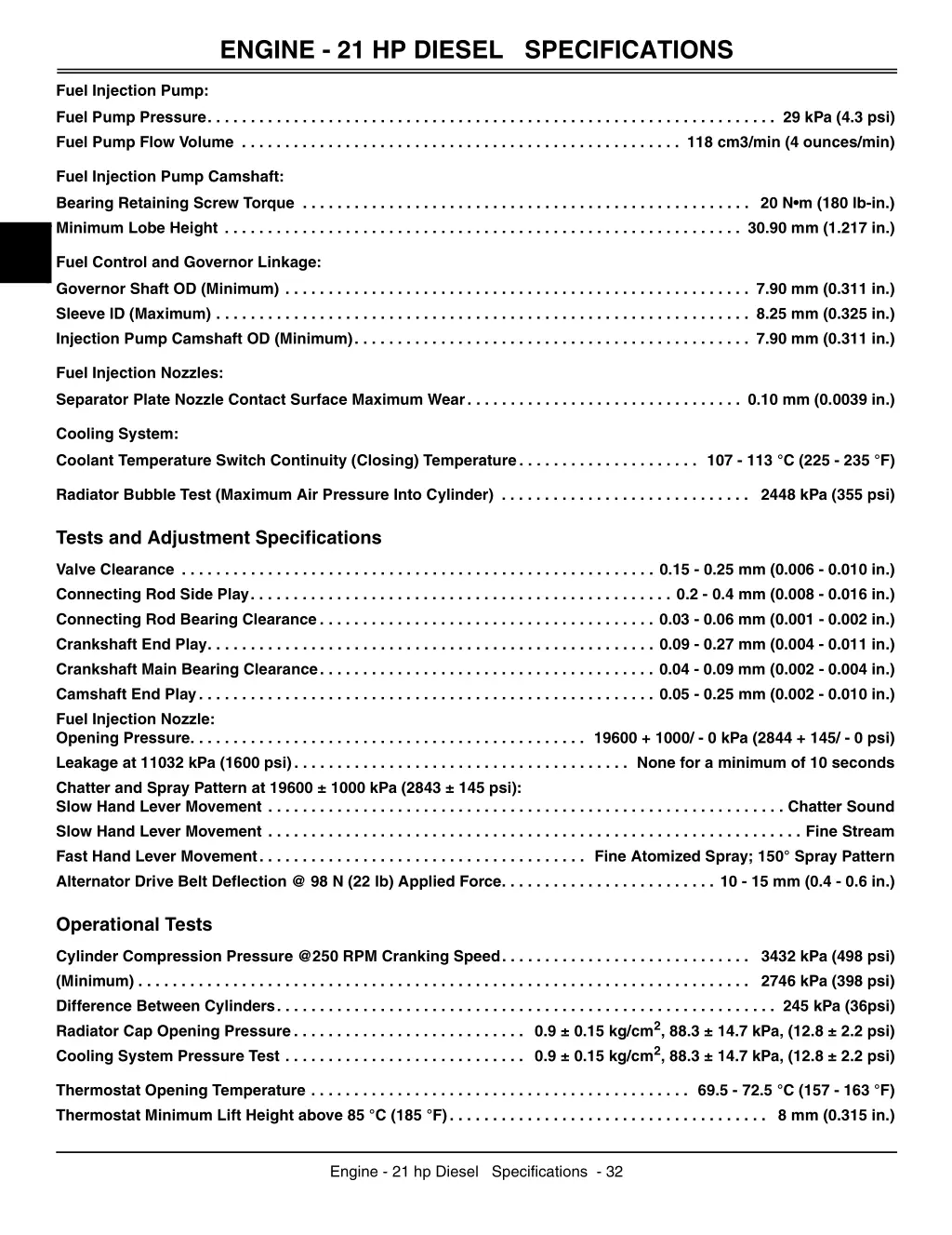 engine 21 hp diesel specifications 5