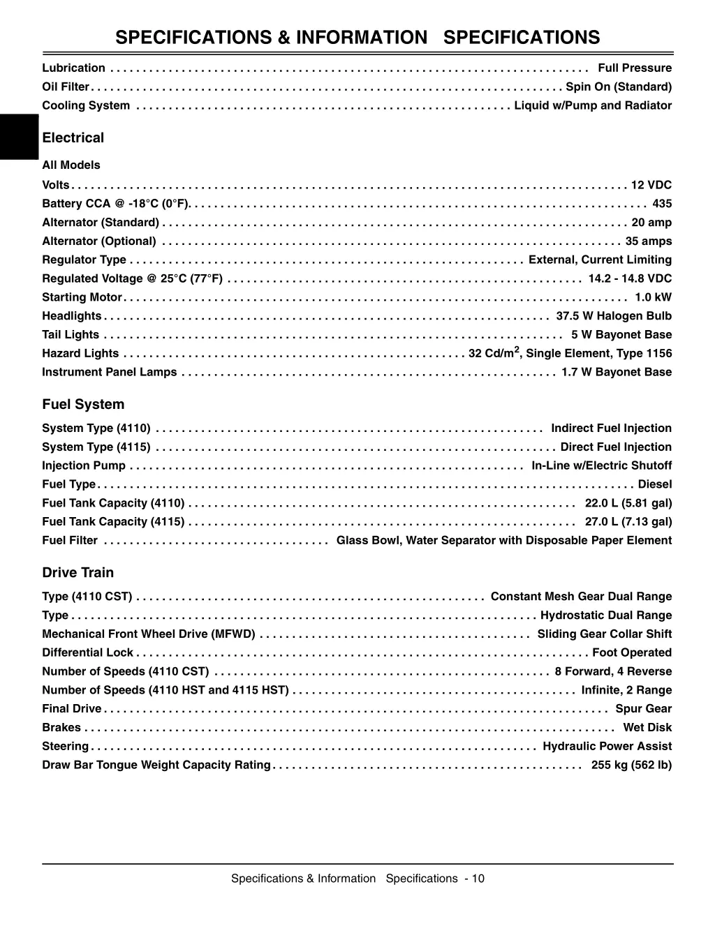 specifications information specifications 1