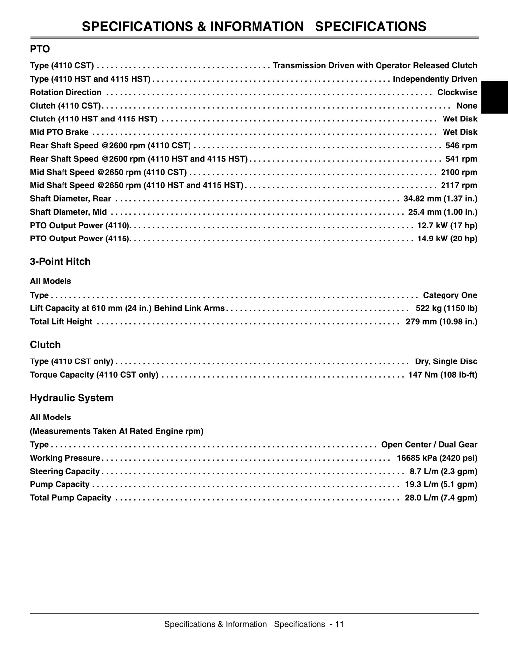 specifications information specifications 2