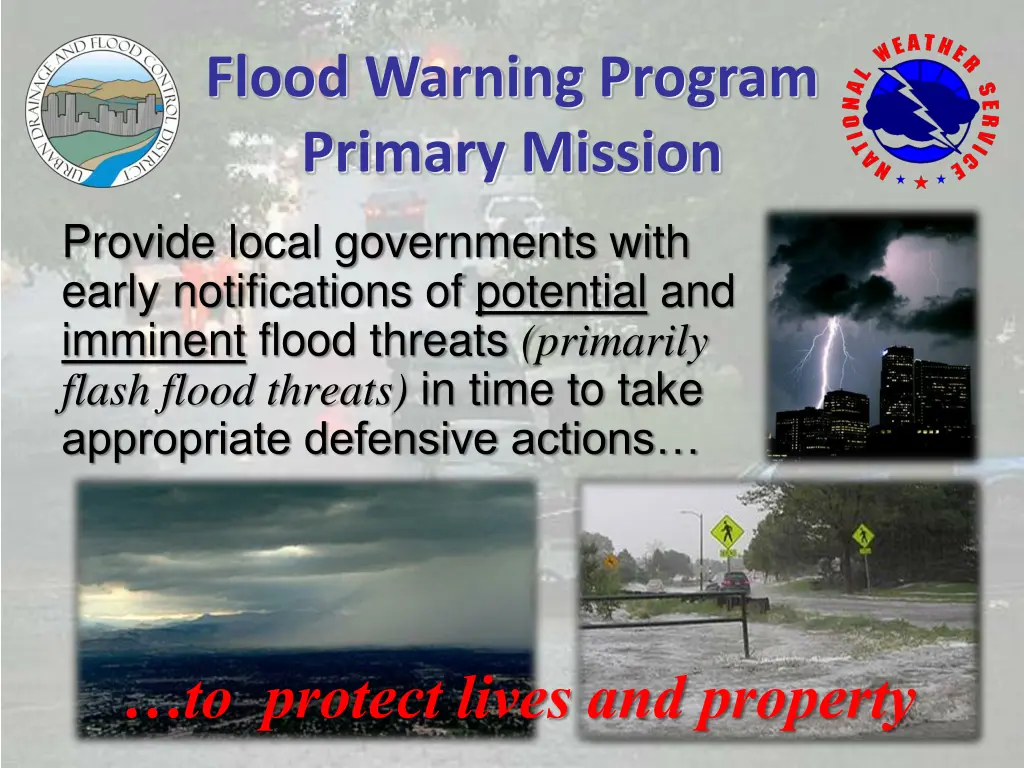 flood warning program primary mission