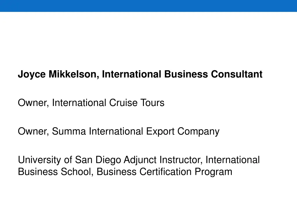 joyce mikkelson international business consultant