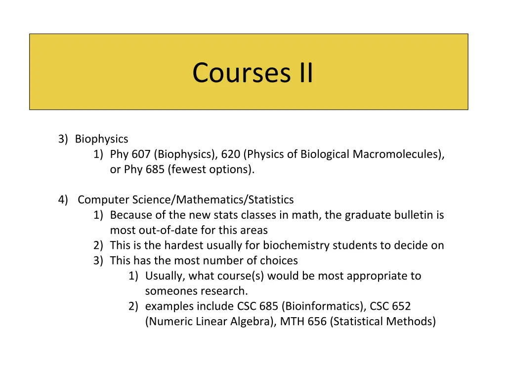 courses ii