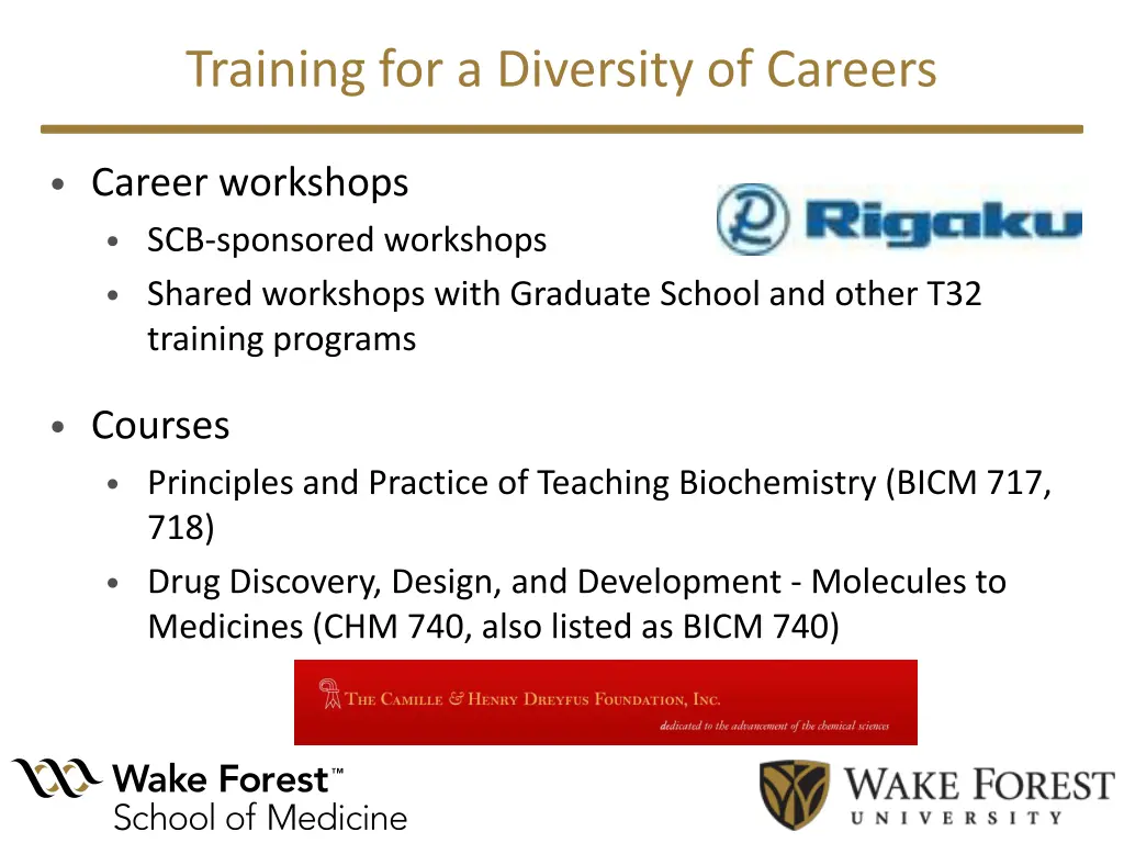 training for a diversity of careers