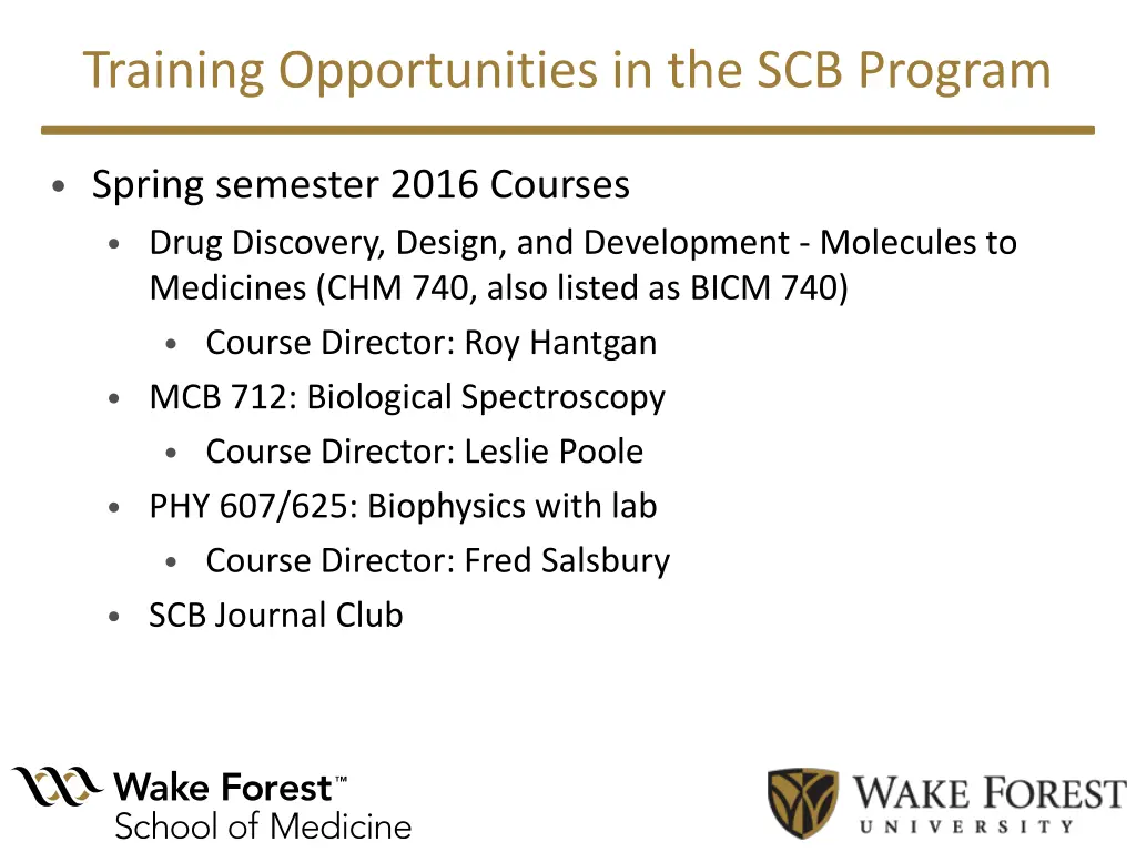 training opportunities in the scb program 1