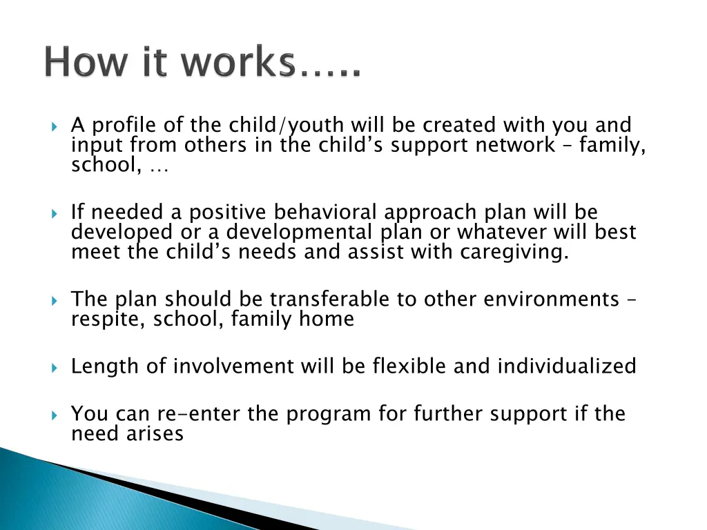 a profile of the child youth will be created with