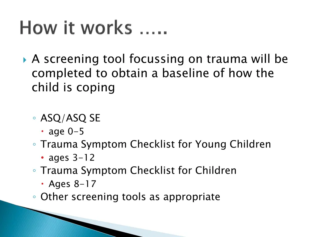 a screening tool focussing on trauma will