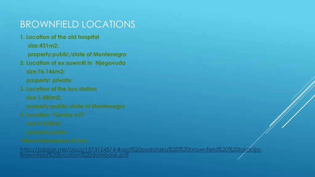 brownfield locations