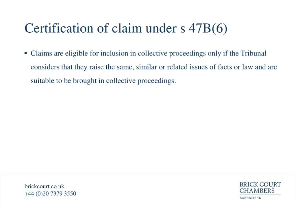 certification of claim under s 47b 6