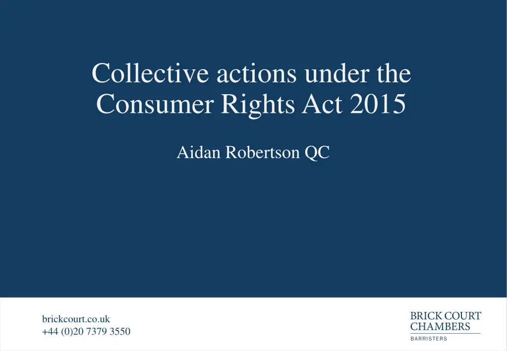 collective actions under the consumer rights 1