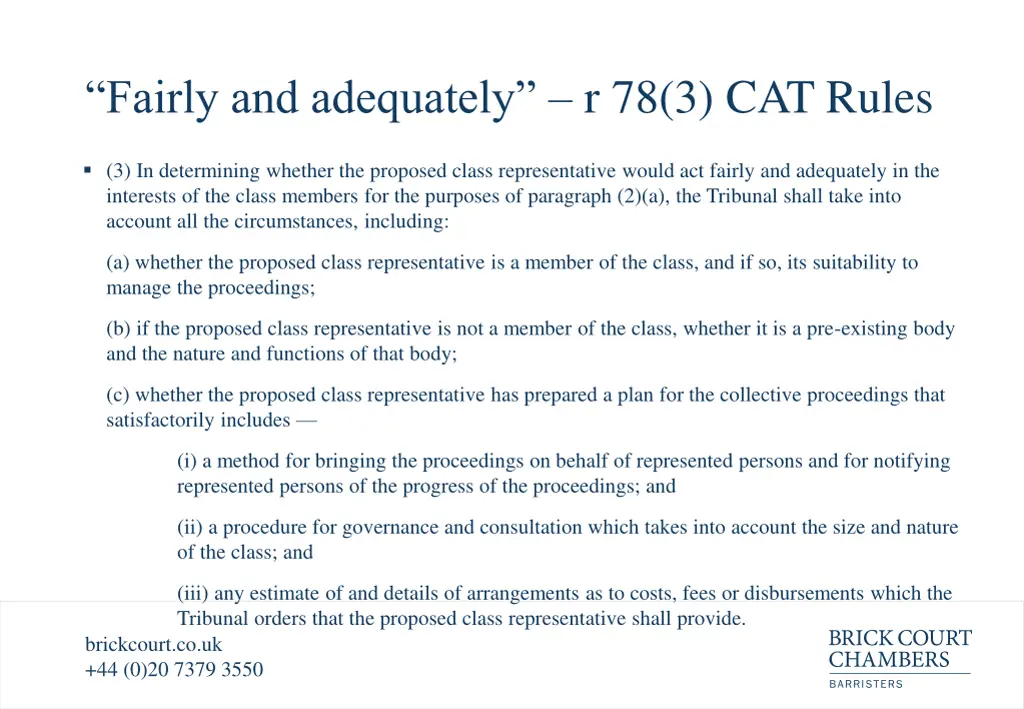 fairly and adequately r 78 3 cat rules